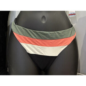 NWT BECCA Women's Black Color Block Hipster Bikini Bottoms Swimwear XL